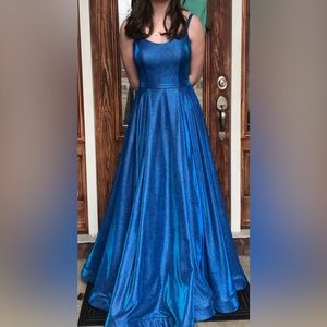 Madison James Sparkly Blue Formal Dress